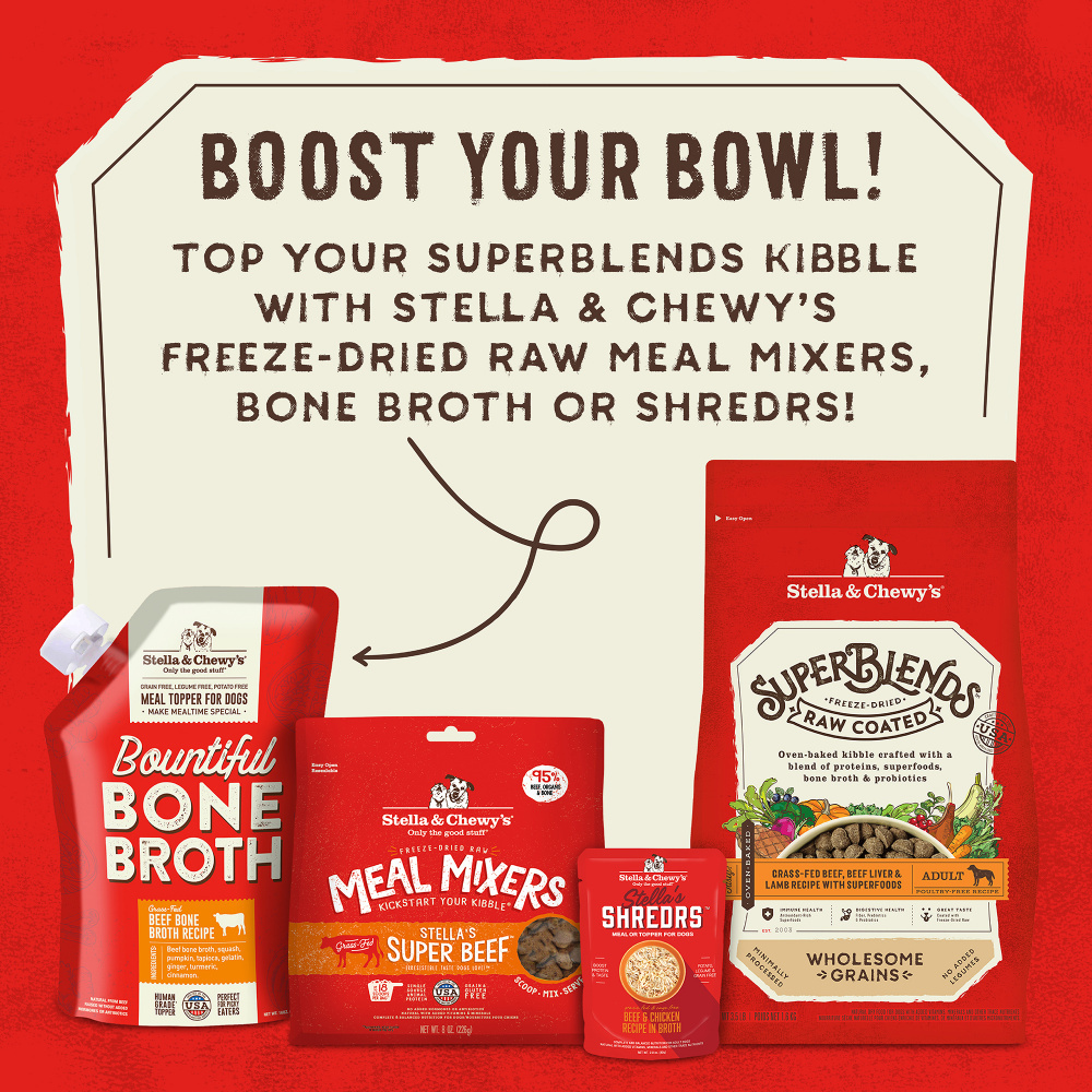 
                  
                    Stella & Chewy's SuperBlends Raw Coated Wholesome Grains Grass Fed Beef & Beef Liver & Lamb Recipe with Superfoods
                  
                