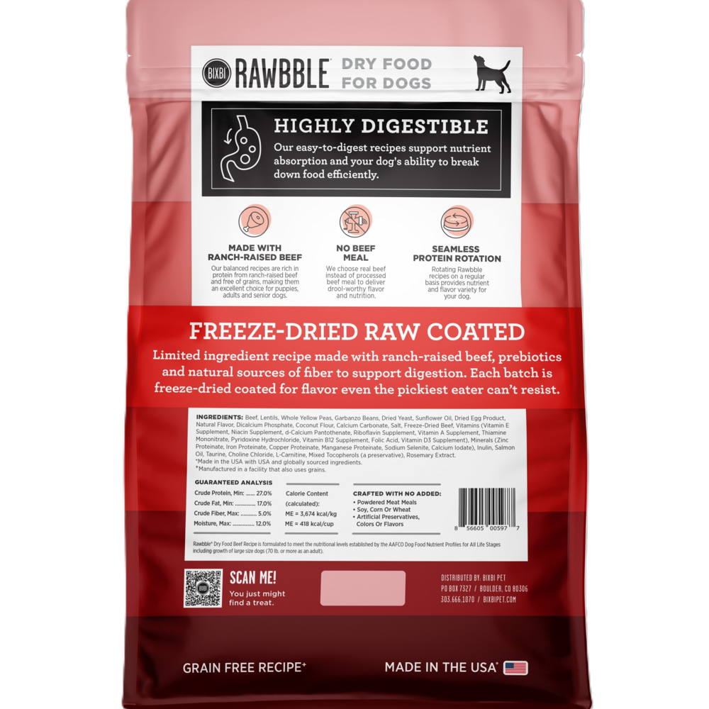 
                  
                    Bixbi Rawbble Freeze Dried Grain Free Beef Recipe for Dogs
                  
                