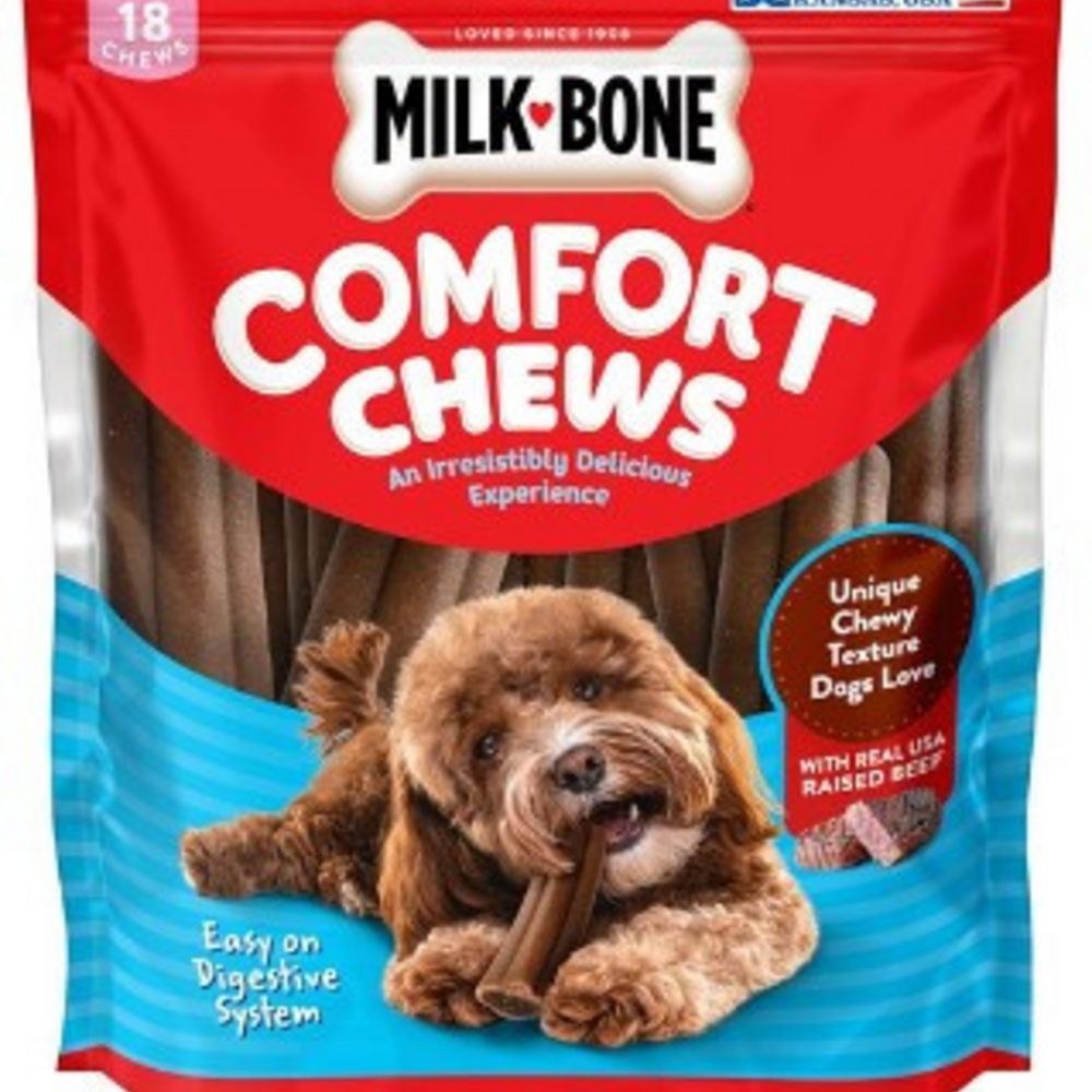 Milk-Bone Mini Comfort Chews, Dog Treats with Unique Chewy Texture and Real Beef