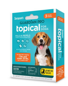 Sergeant's Guardian PRO Flea & Tick Topical for Dogs 3 Count