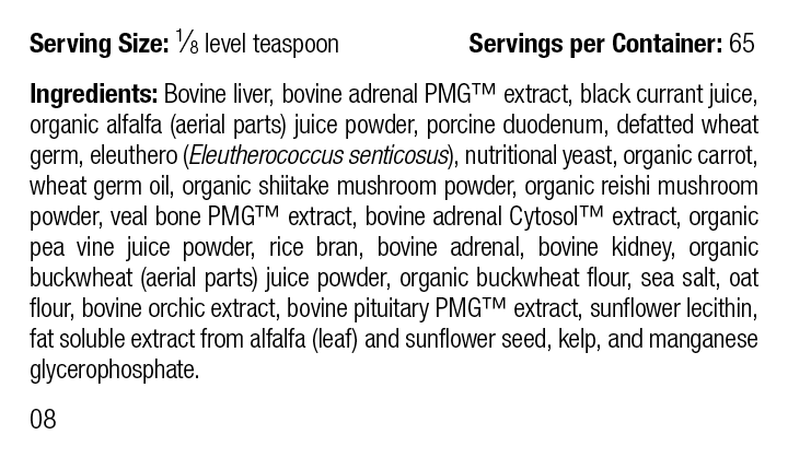 
                  
                    Canine Adrenal Support, 25 g, Rev 07 Supplement Facts
                  
                