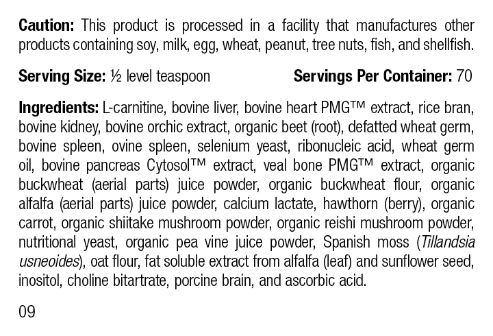 
                  
                    Canine Cardiac Support, 100 g, Rev 09 Supplement Facts
                  
                