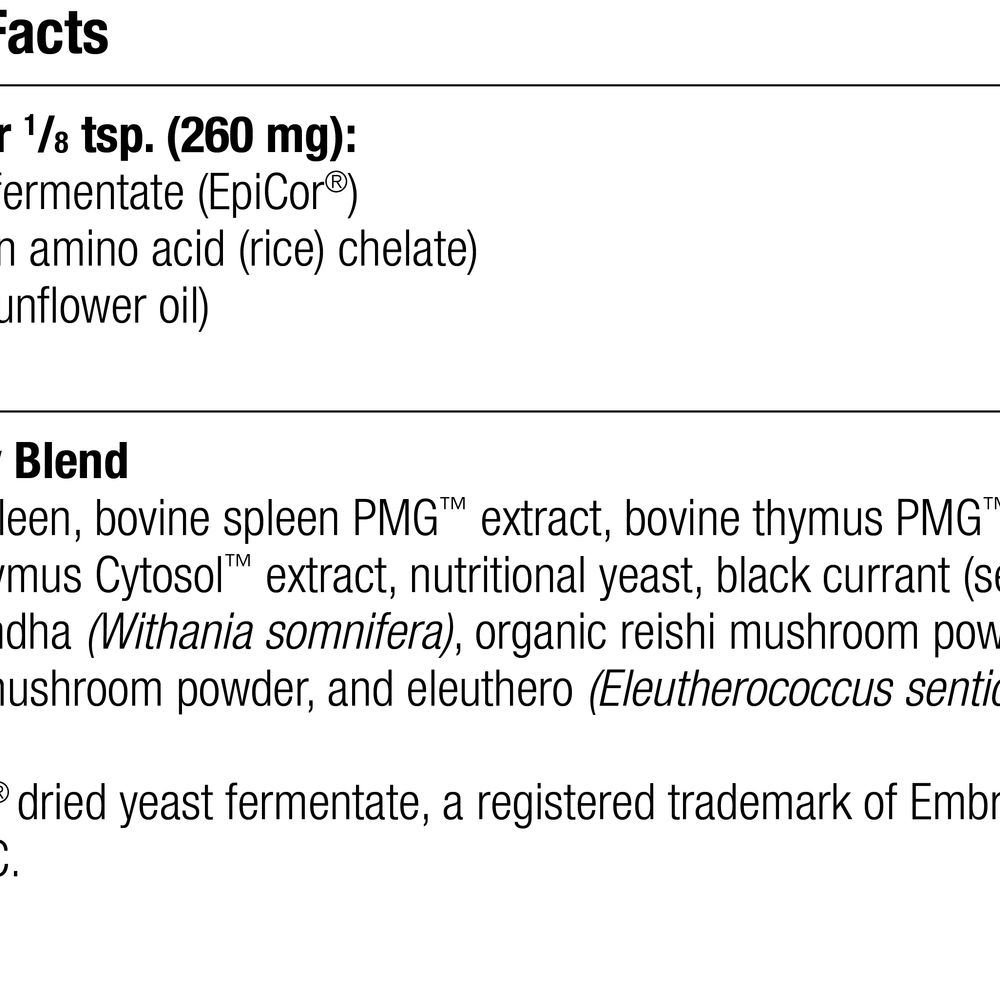 A1660 Canine Immune System Support, 110 g, Rev 01 Supplement Facts