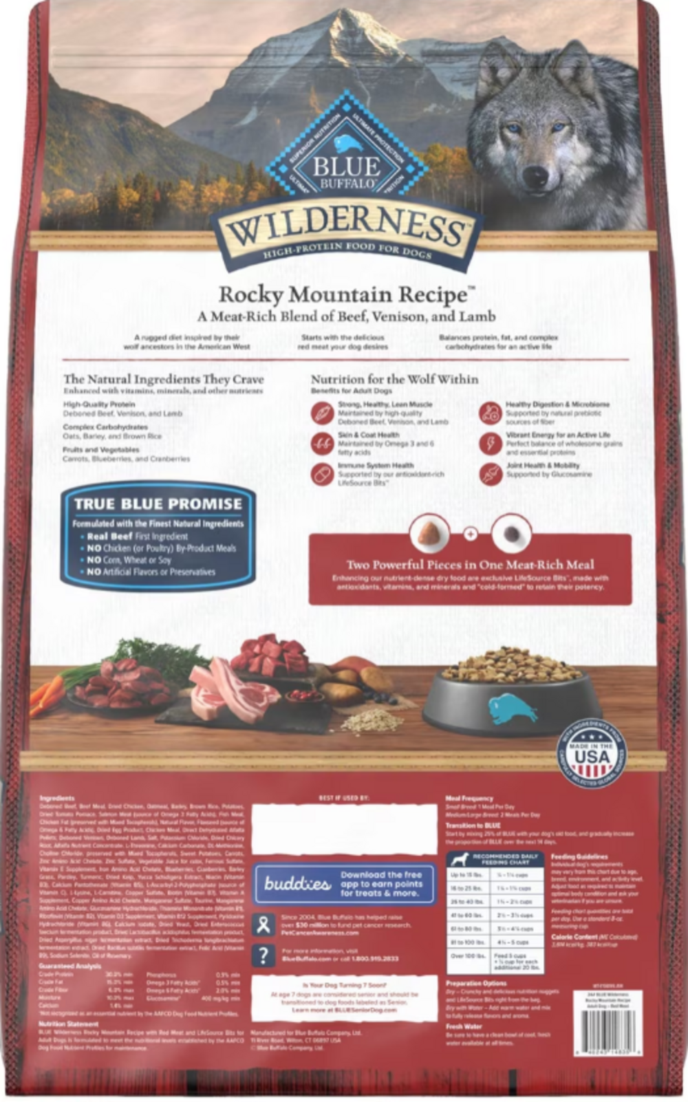 Blue Buffalo Wilderness Rocky Mountain Recipe High Protein Natural Red Meat with Grain Adult Dry Dog Food