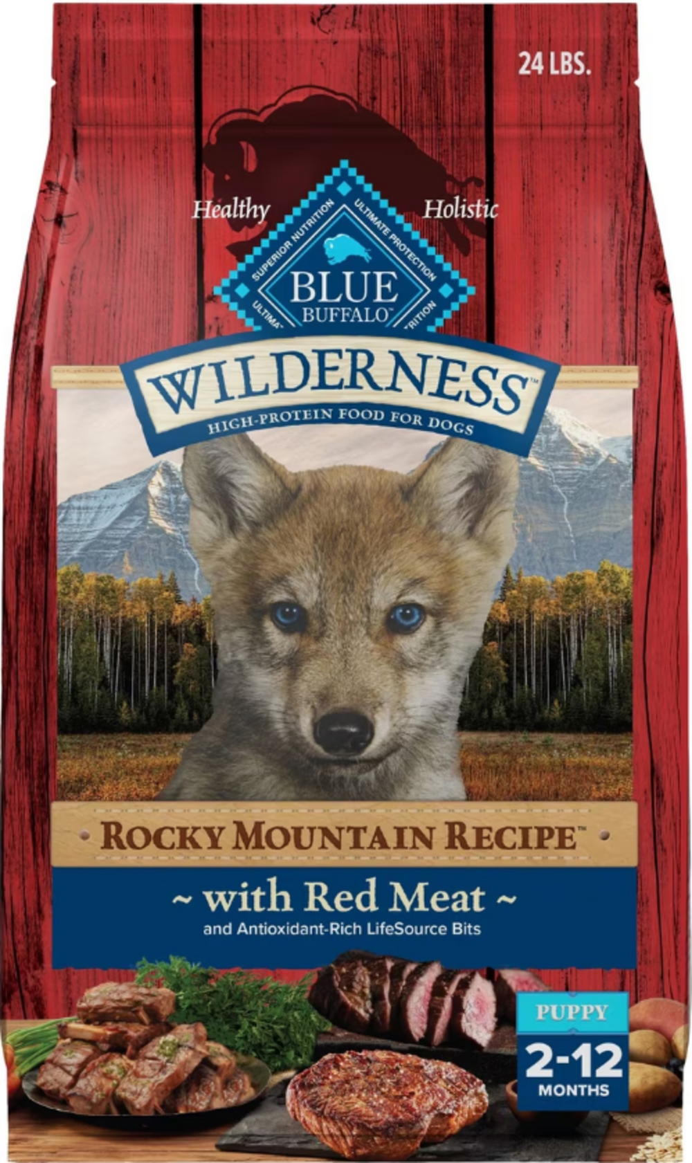 Blue Buffalo Wilderness Rocky Mountain Red Meat Recipe High Protein Natural Puppy Dry Dog Food