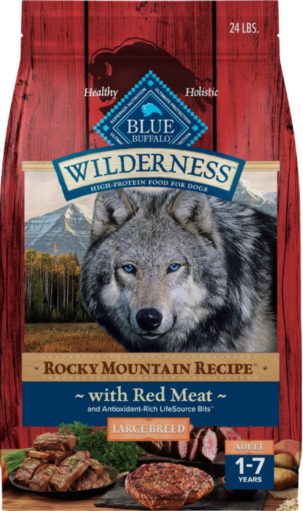 Blue Buffalo Wilderness Rocky Mountain Recipe Red Meat with Grain High Protein Natural Large Breed Adult Dry Dog Food