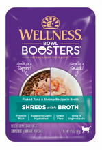 Load image into Gallery viewer, Wellness Bowl Boosters Flaked Tuna &amp; Shrimp in Broth Wet Cat Topper