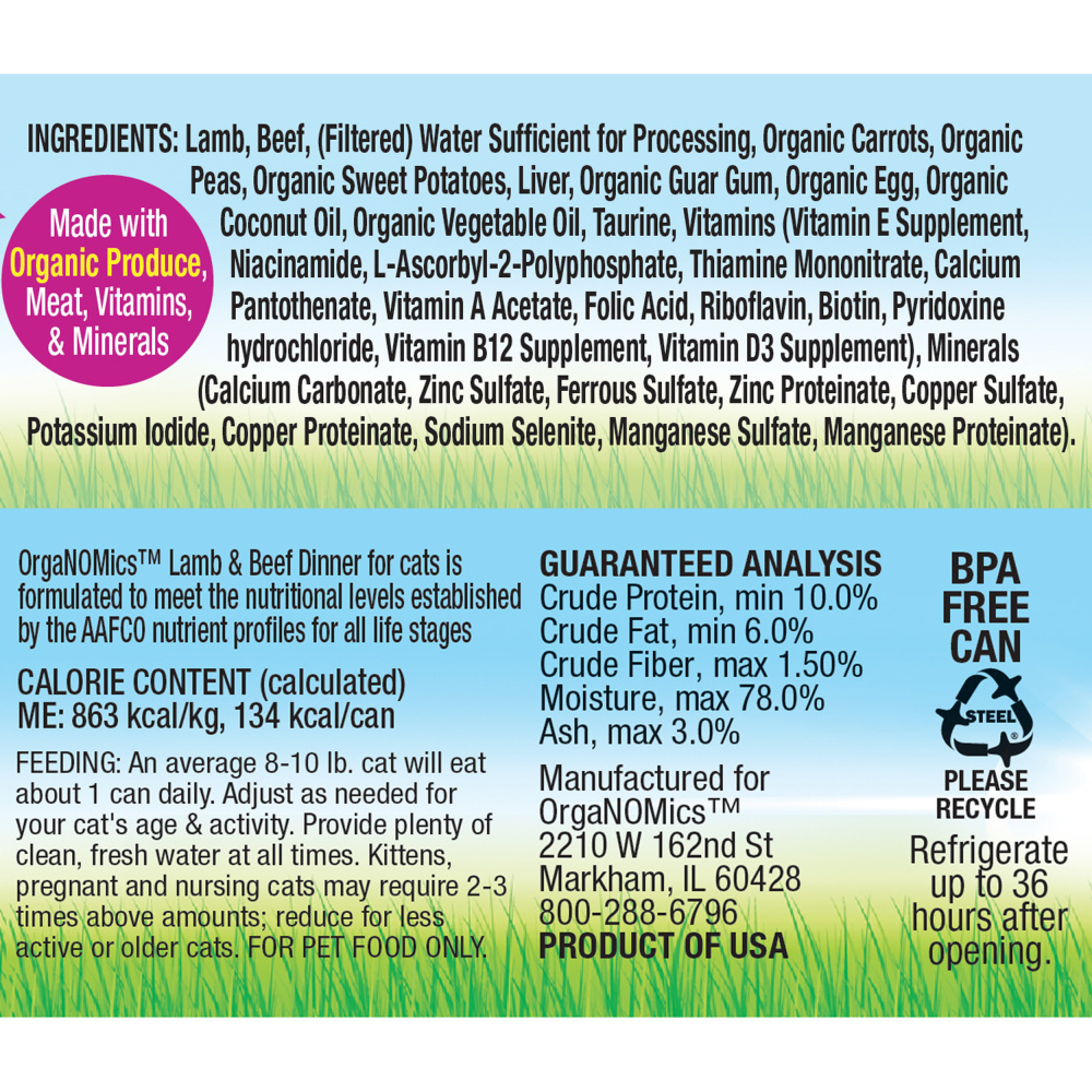 Organomics Lamb and Beef Dinner for Cats