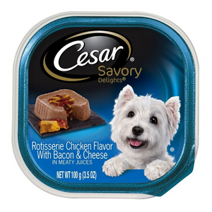 Cesar savory Delights Rotisserie Chicken Flavor with Bacon and Cheese Wet Dog Food