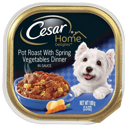 Cesar Home Delights Pot Roast with Spring Vegetables Dinner in Sauce Grain-Free Adult Wet Dog Food Trays