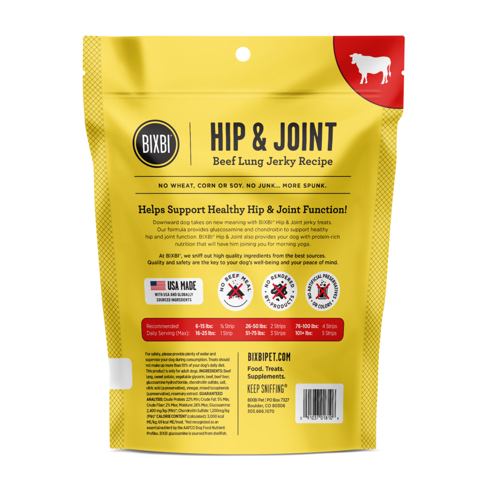 
                  
                    Bixbi Hip and Joint Beef Lung Jerky Dog Treats
                  
                