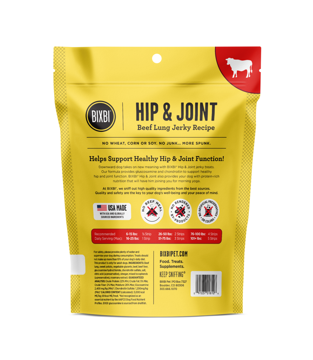 Bixbi Hip and Joint Beef Lung Jerky Dog Treats