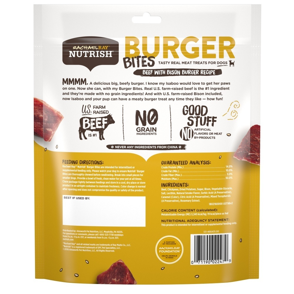 
                  
                    Rachael Ray Nutrish Grain Free Burger Bites Beef Burger & Bison Dog Treats
                  
                