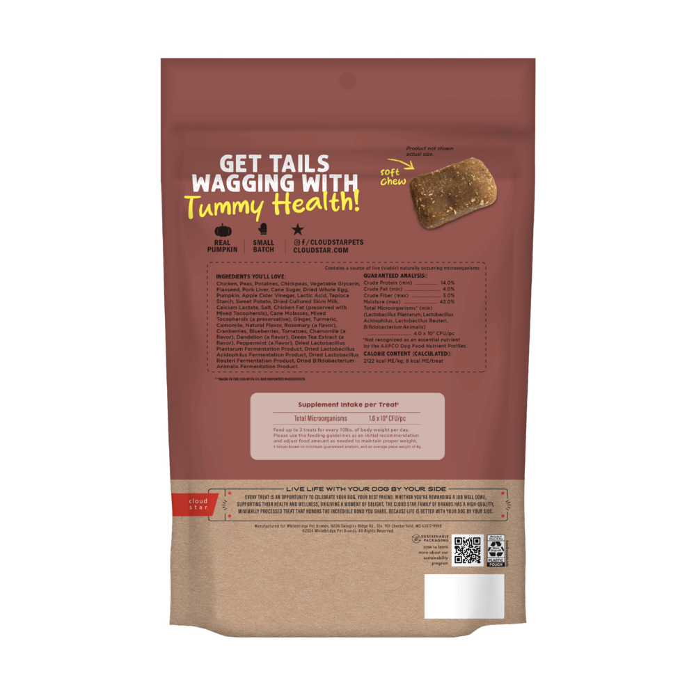 
                  
                    Cloud Star Dynamo Dog Tummy Soft Chews Grain Free Pumpkin & Ginger Dog Treats
                  
                