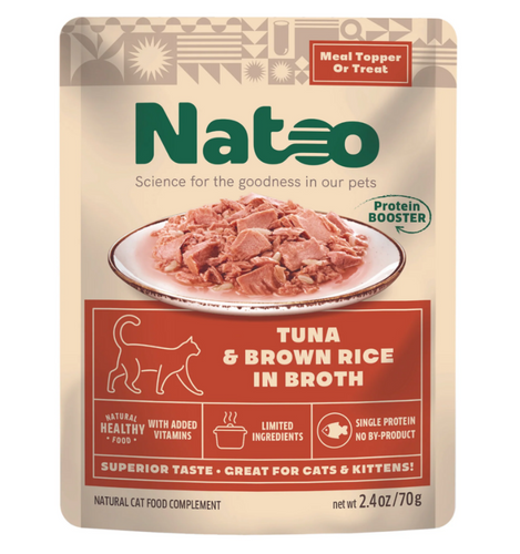 Natoo Wet Meal Topper Tuna and Brown Rice Recipe in Broth For Cats