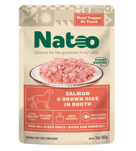 Natoo Wet Meal Topper Salmon and Brown Rice Recipe in Broth For Dogs