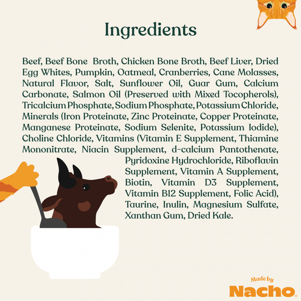 
                  
                    Made By Nacho Minced Grass-Fed, Grain-Finished Beef Recipe Cat Food With Bone Broth And Prebiotics
                  
                