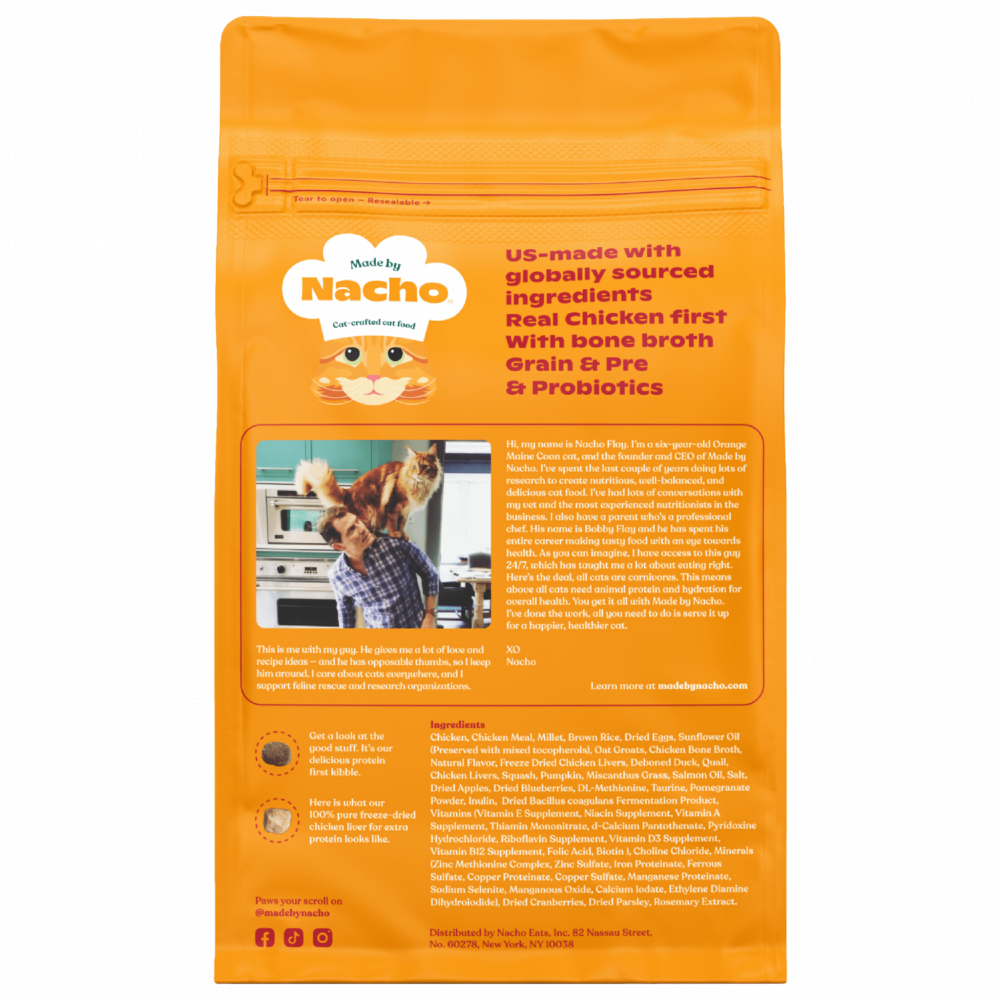 
                  
                    Made By Nacho Chicken & Duck & Quail Kibble with Freeze Dried Raw Inclusions
                  
                