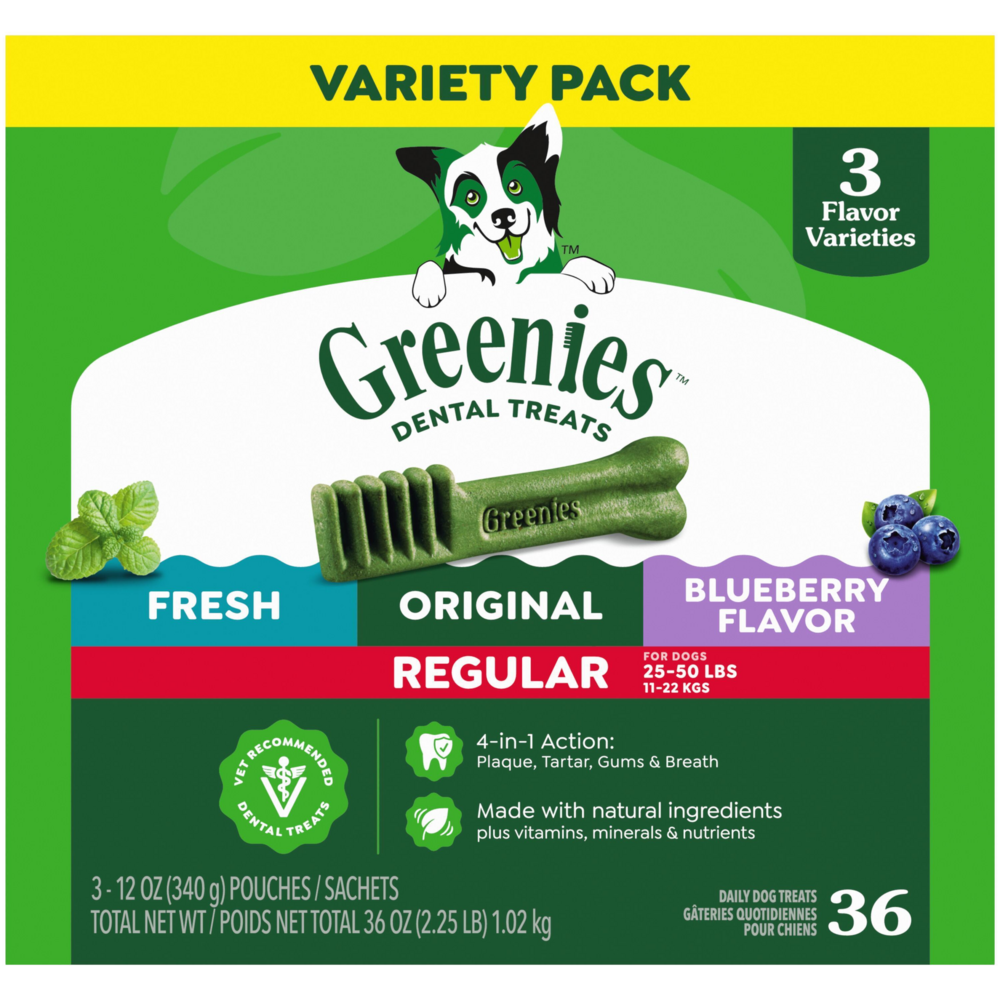 Greenies Regular Chews Flavored with Spearmint and Blueberry Dog Treat