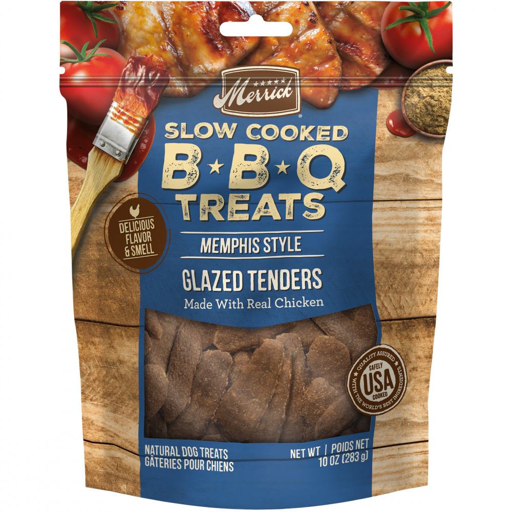 
                  
                    Merrick Slow Cooked BBQ Chicken Memphis Style Glazed Tenders Jerky Dog Treats
                  
                