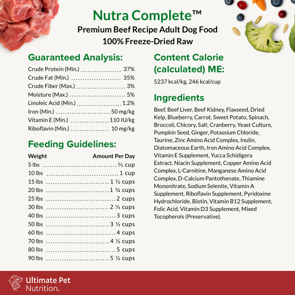 
                  
                    Ultimate Pet Nutrition Freeze Dried Nutra Complete Raw Beef Dog Food
                  
                