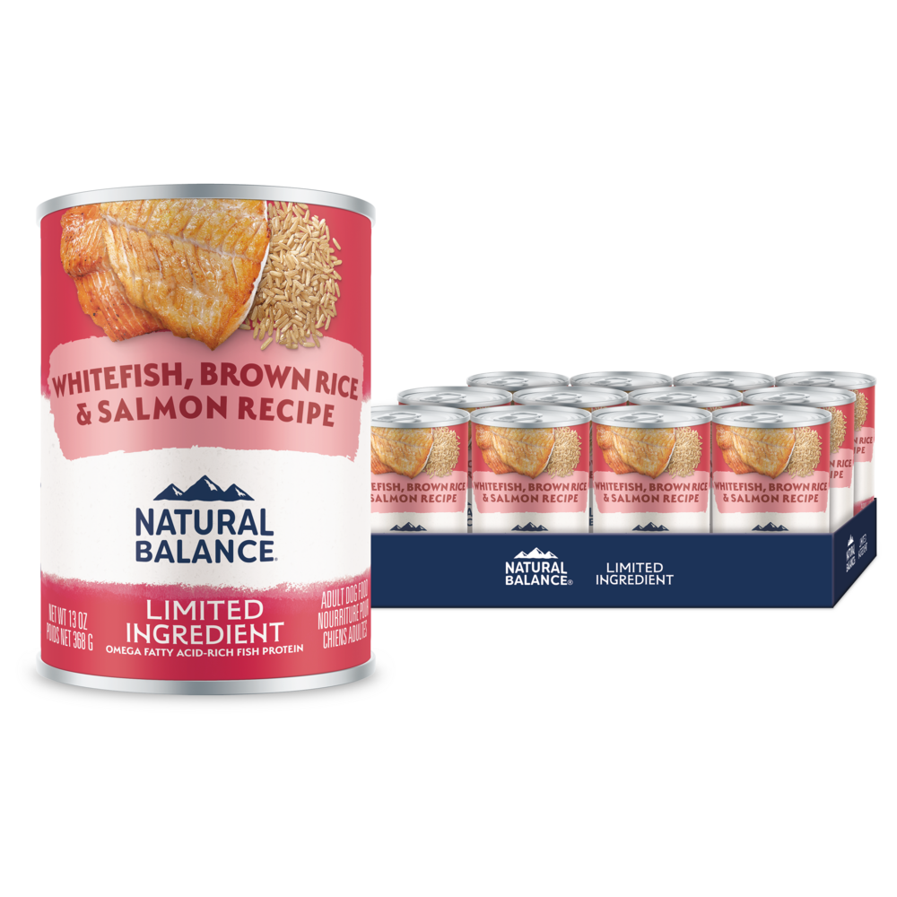 Natural Balance Limited Ingredient Wet Dog Food, Whitefish, Brown Rice & Salmon Recipe