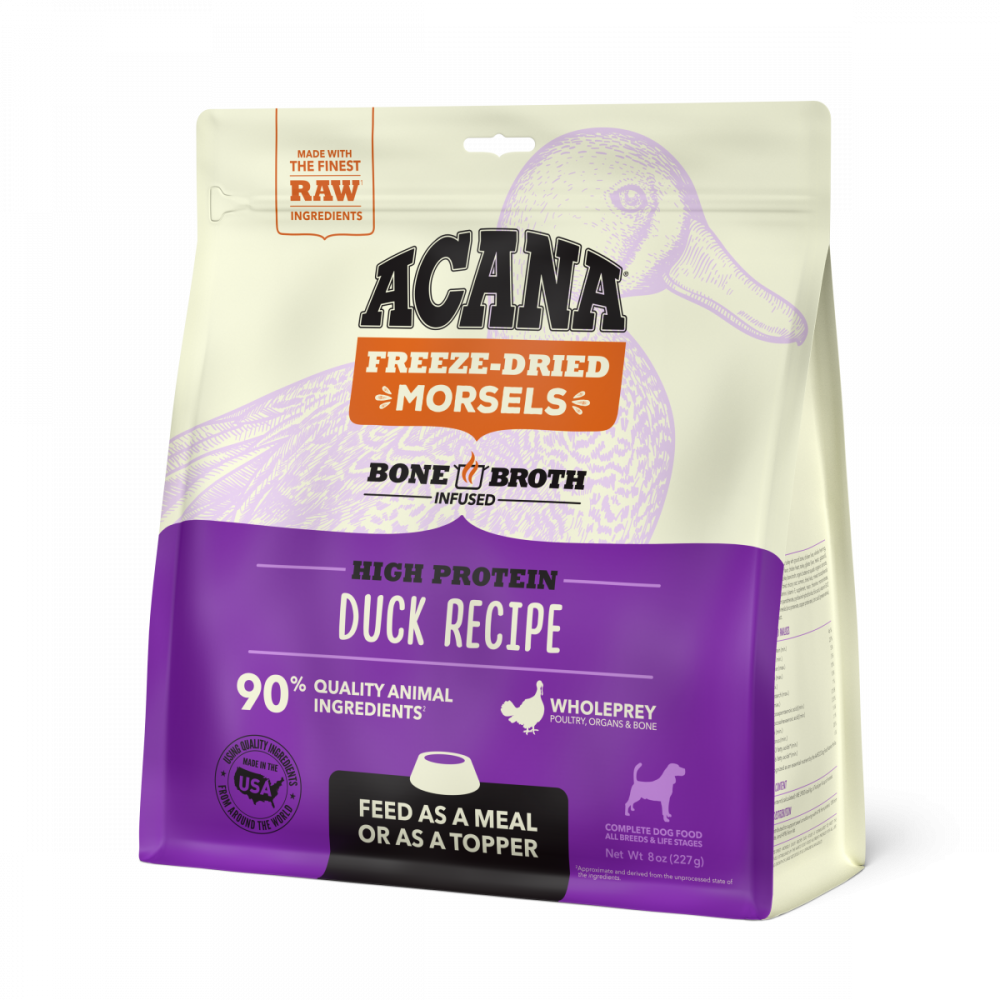 
                  
                    ACANA Freeze Dried Dog Food & Topper, Grain Free, High Protein,  Fresh & Raw Animal Ingredients, Duck Recipe, Morsels
                  
                