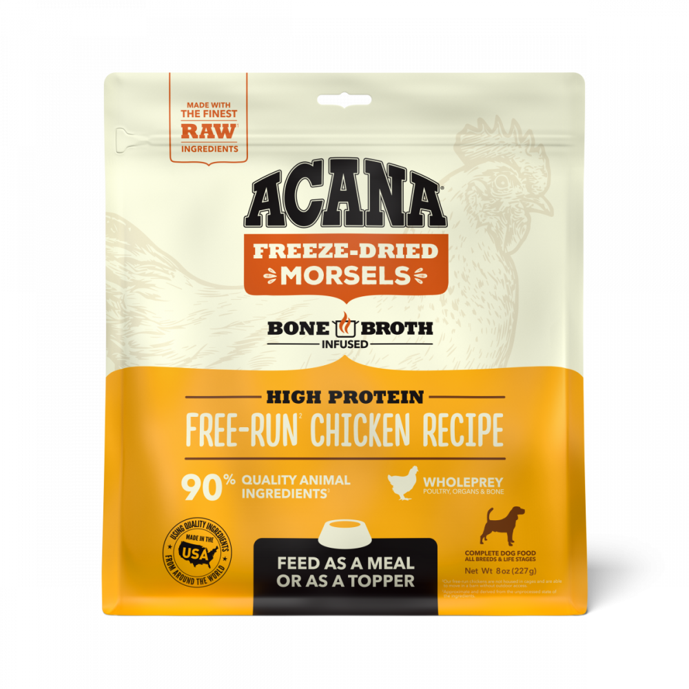 
                  
                    ACANA Freeze Dried Dog Food & Topper, Grain Free, High Protein,  Fresh & Raw Animal Ingredients, Free Run Chicken Recipe, Morsels
                  
                