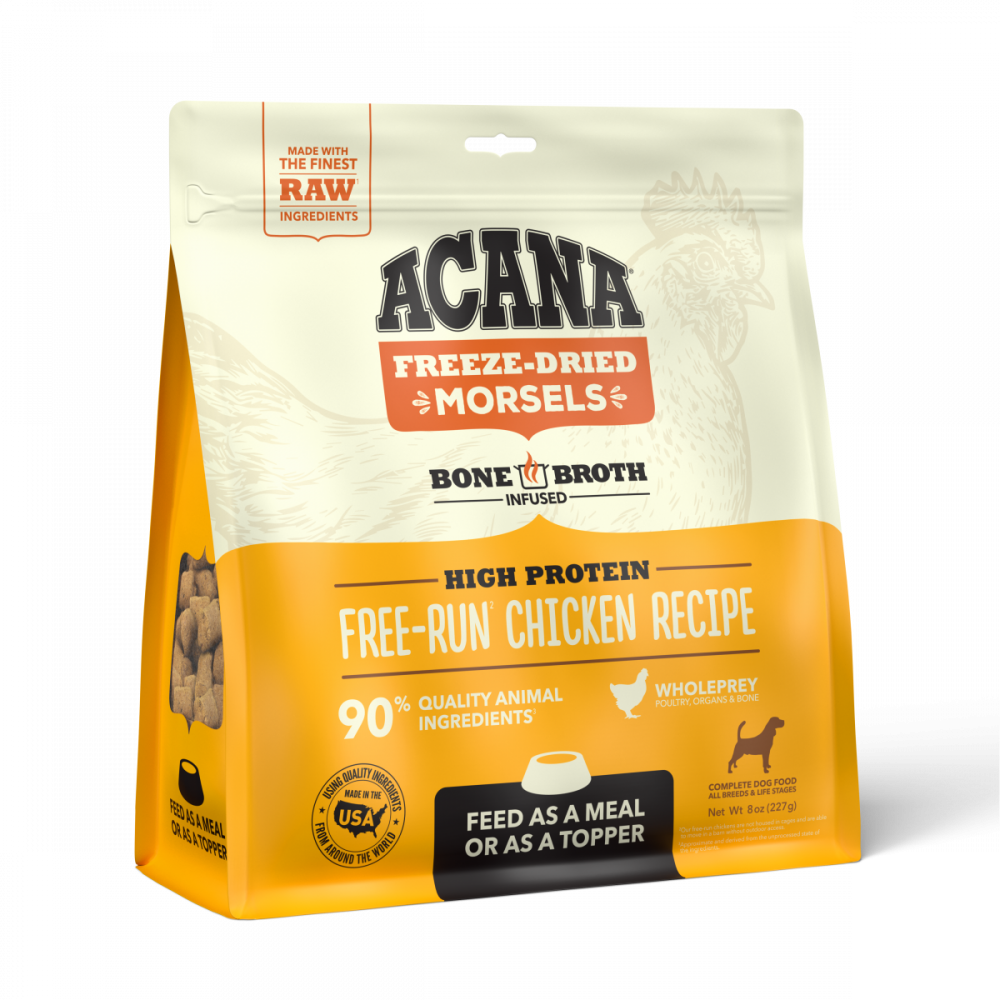 
                  
                    ACANA Freeze Dried Dog Food & Topper, Grain Free, High Protein,  Fresh & Raw Animal Ingredients, Free Run Chicken Recipe, Morsels
                  
                