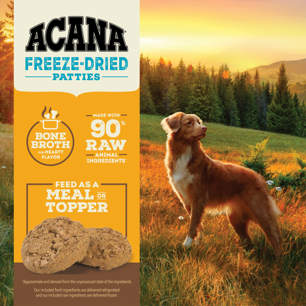 ACANA Freeze Dried Dog Food and Topper Grain Free High Protein Fresh and Raw Animal Ingredients FreeRun Chicken Recipe Patties