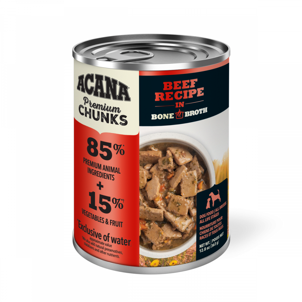 
                  
                    ACANA Premium Chunks Grainfree Beef Recipe in Bone Broth Wet Dog Food
                  
                