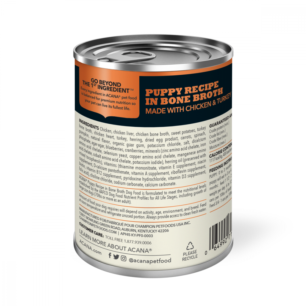 Acana Premium Pate Grain Free Puppy Recipe in Bone Broth Wet Dog Food