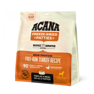 ACANA Freeze Dried Dog Food & Topper, Grain Free, High Protein,  Fresh & Raw Animal Ingredients, Free-Run Turkey Recipe, Patties