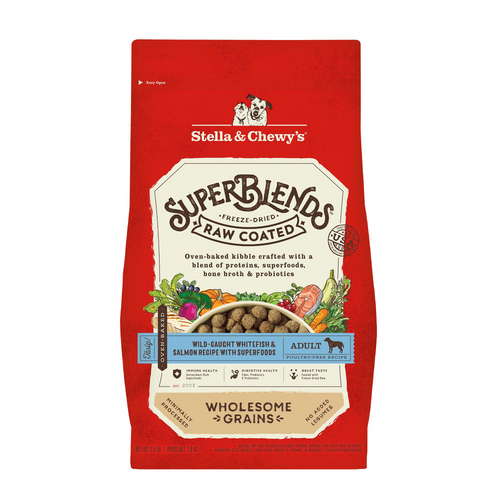 Stella & Chewy's SuperBlends Raw Coated Wholesome Grains Wild Caught Whitefish & Salmon Recipe with Superfoods