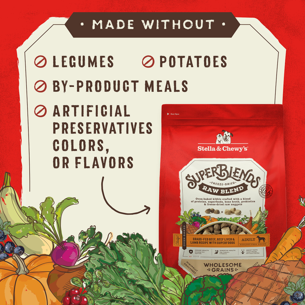 
                  
                    Stella & Chewy's SuperBlends Raw Blend Wholesome Grains Grass Fed Beef & Beef Liver & Lamb Recipe with Superfoods
                  
                