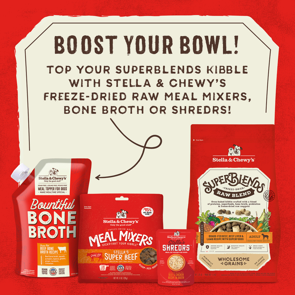 
                  
                    Stella & Chewy's SuperBlends Raw Blend Wholesome Grains Grass Fed Beef & Beef Liver & Lamb Recipe with Superfoods
                  
                