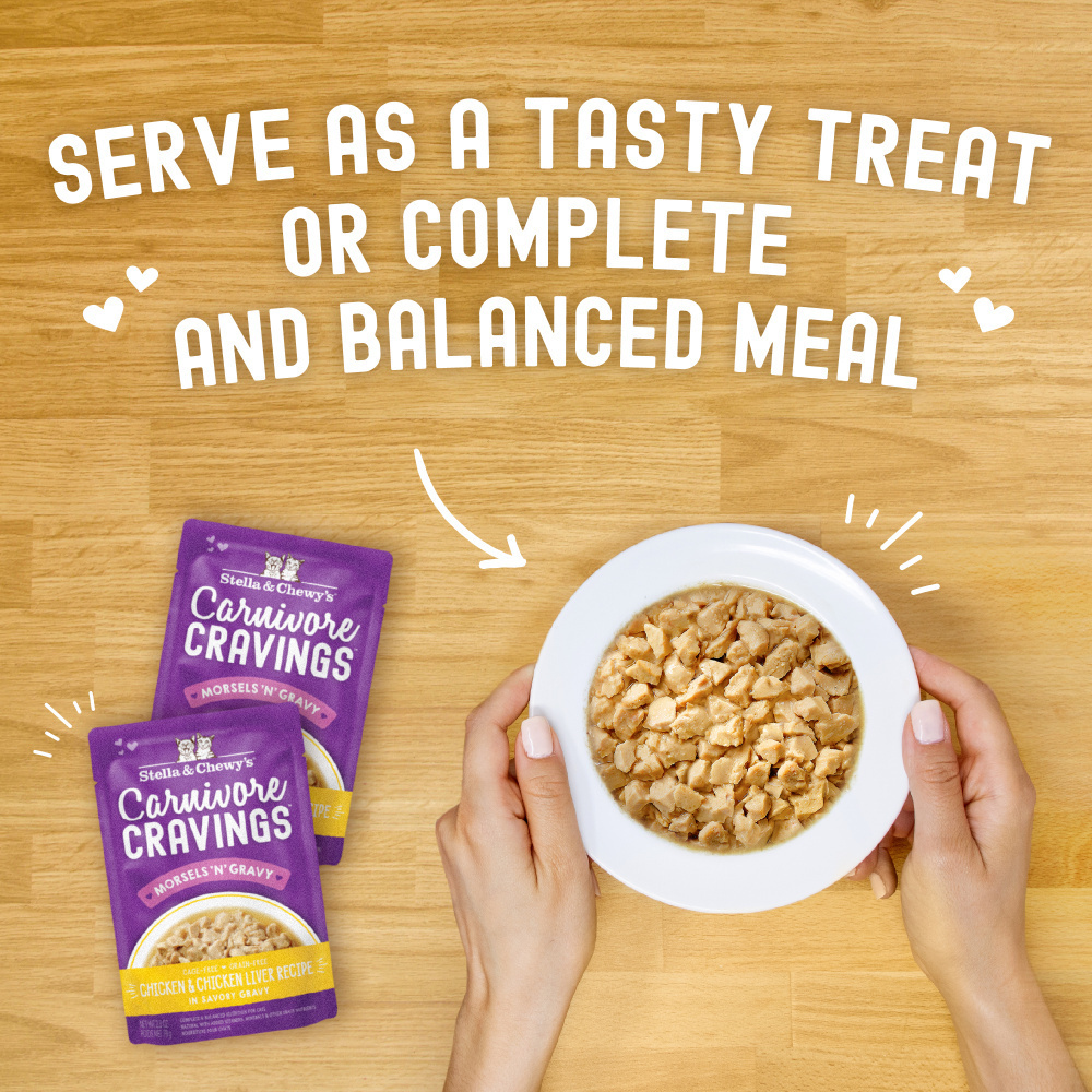 
                  
                    Stella & Chewy's Carnivore Cravings Morsels N Gravy Chicken & Chicken Liver Recipe Pouch Cat Food
                  
                
