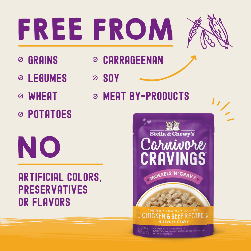 
                  
                    Stella & Chewy's Carnivore Cravings Morsels N Gravy Chicken & Beef Recipe Pouch Cat Food
                  
                