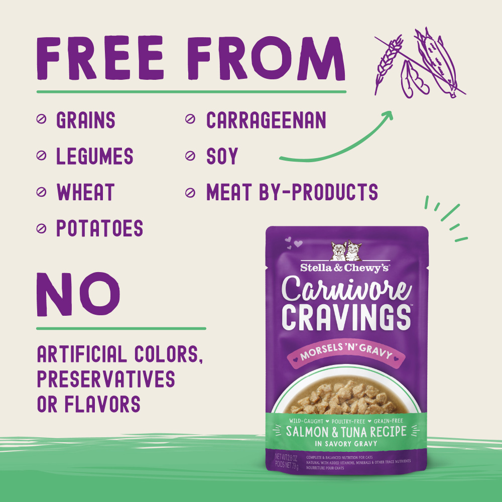 
                  
                    Stella & Chewy's Carnivore Cravings Morsels N Gravy Salmon & Tuna Recipe Pouch Cat Food
                  
                