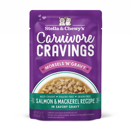 Stella & Chewy's Carnivore Cravings Morsels N Gravy Salmon & Mackerel Recipe Pouch Cat Food