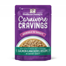 Load image into Gallery viewer, Stella &amp; Chewy&#39;s Carnivore Cravings Morsels N Gravy Salmon &amp; Mackerel Recipe Pouch Cat Food