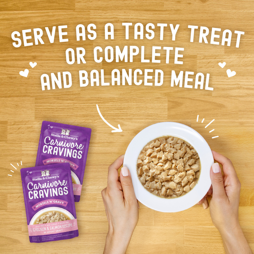 
                  
                    Stella & Chewy's Carnivore Cravings Morsels N Gravy Chicken & Salmon Recipe Pouch Cat Food
                  
                