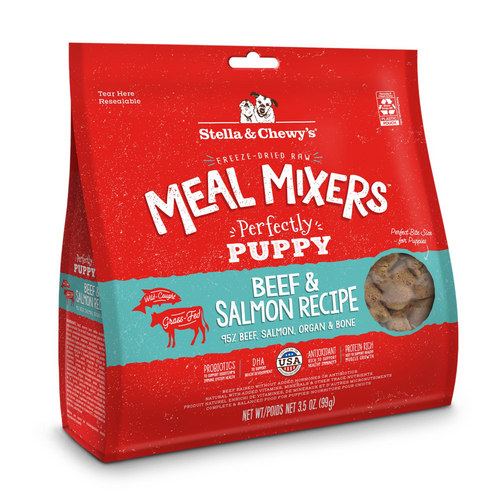 Stella & Chewys Freeze Dried Grain Free Raw Meal Mixers Crafted for Puppies Protein Rich Perfectly Puppy Beef & Salmon Recipe