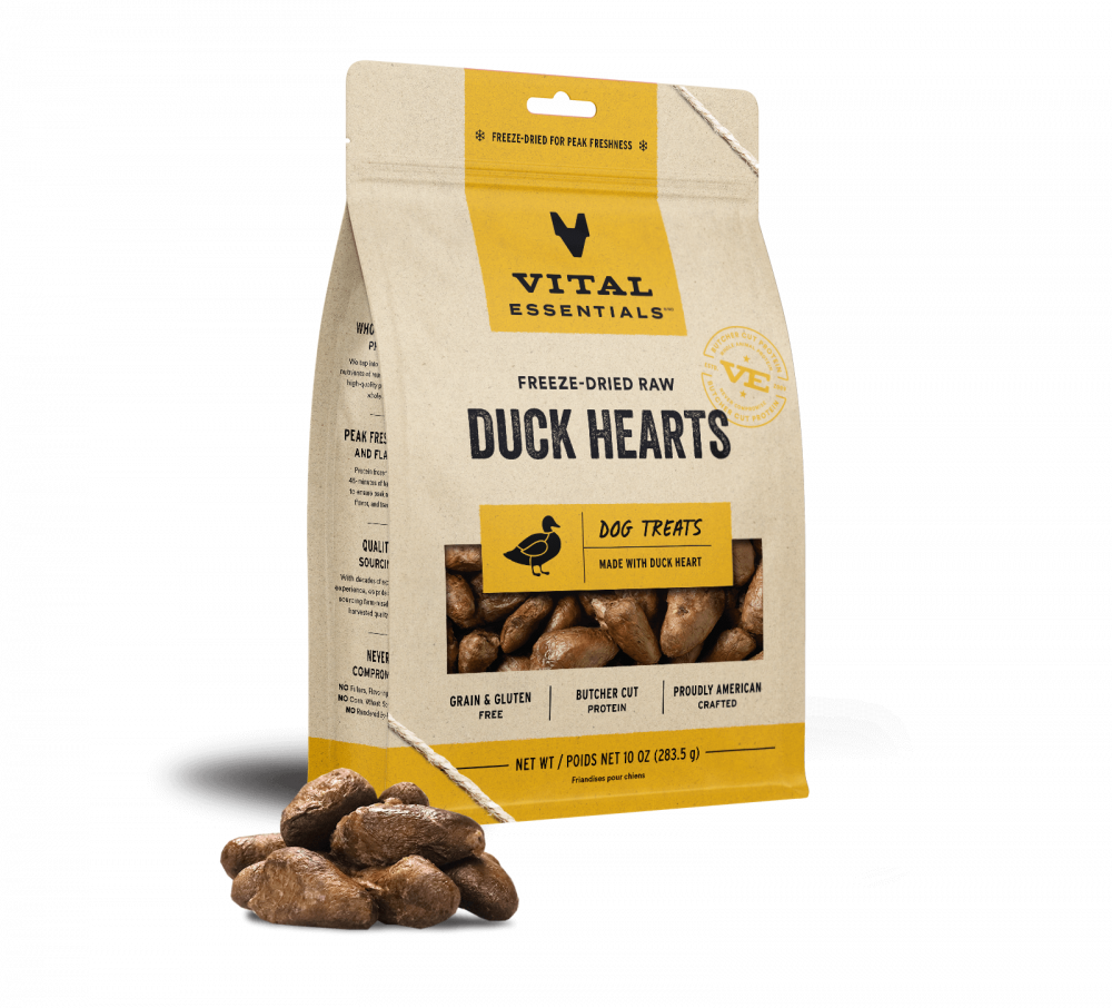 Vital Essentials Freeze Dried Raw Duck Hearts Dog Treats