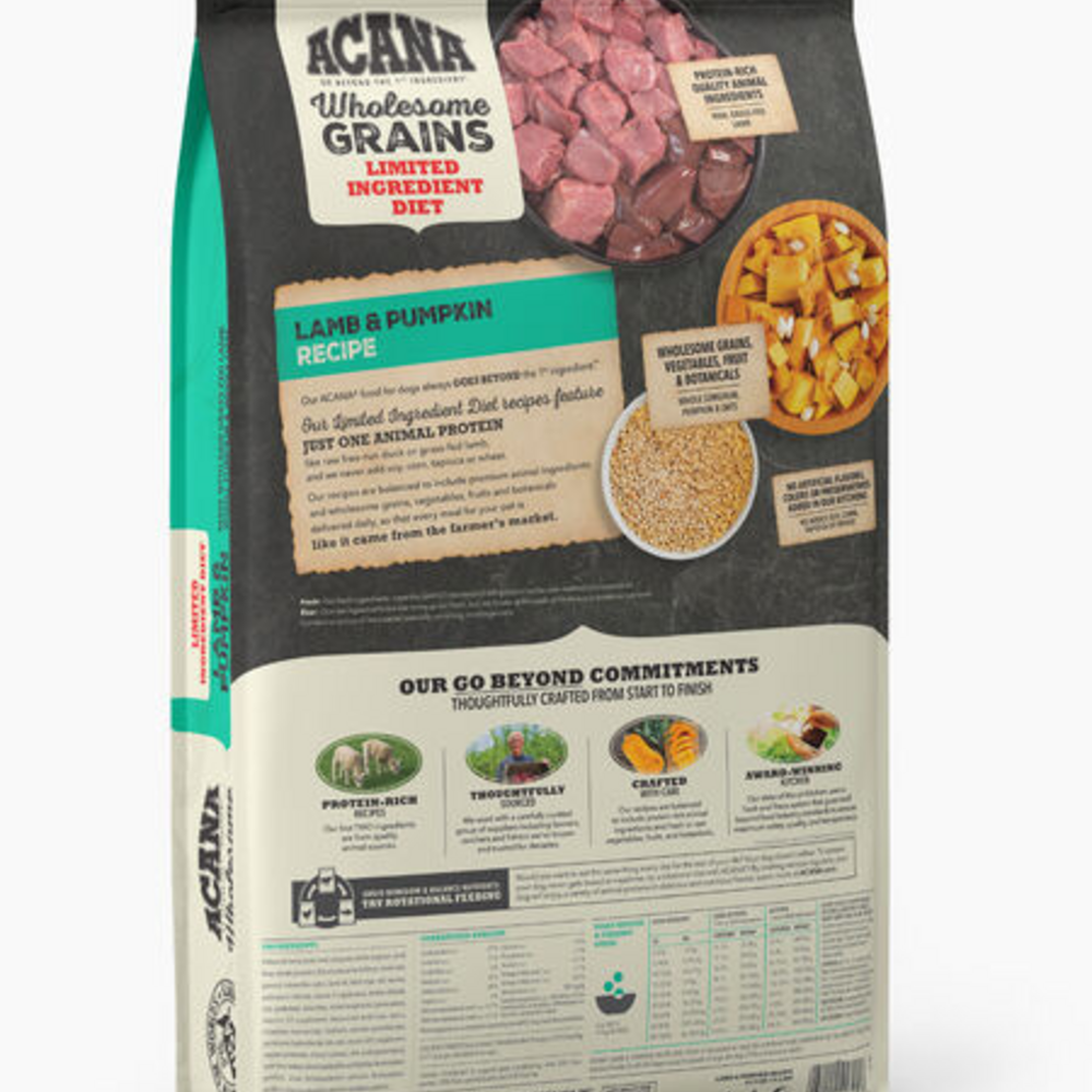 
                  
                    ACANA Wholesome Grains, Lamb & Pumpkin Recipe, Limited Ingredient Diet Dry Dog Food
                  
                