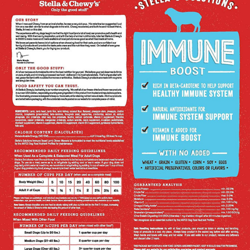 
                  
                    Stella & Chewy's Stella's Solutions Grain Free Immune Boost Grass Fed Lamb Dinner Morsels Freeze-Dried Raw Dog Food
                  
                