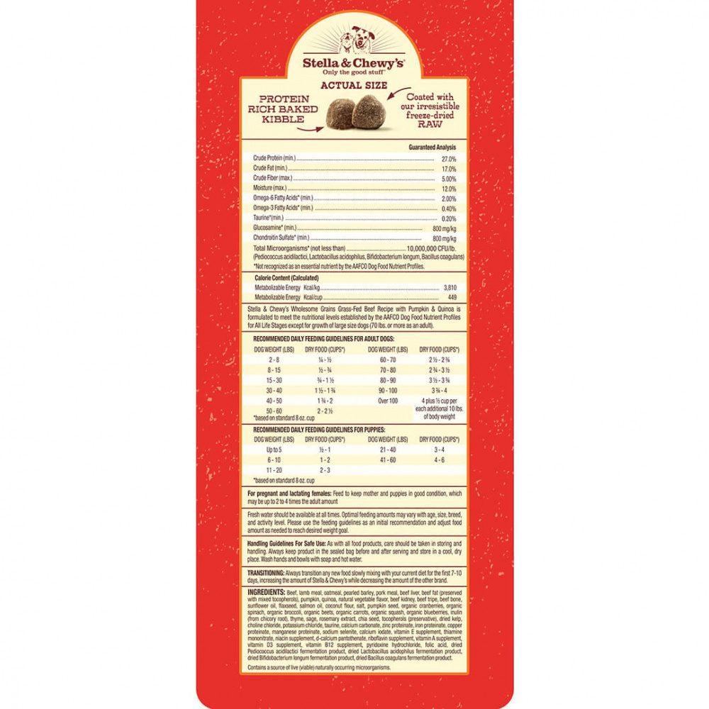 
                  
                    Stella & Chewy's Raw Coated Kibble With Wholesome Grains Grass Fed Beef Recipe Dry Dog Food
                  
                