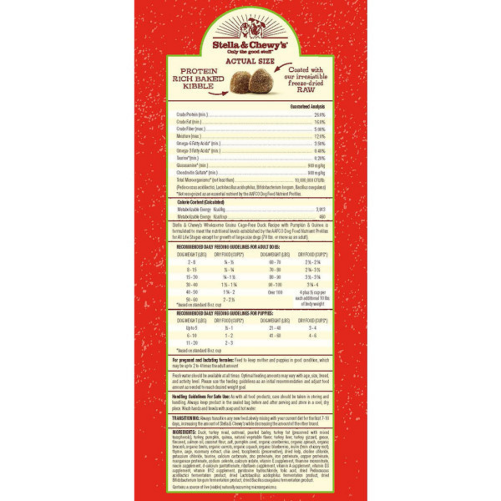 
                  
                    Stella & Chewy's Raw Coated Kibble With Wholesome Grains Cage Free Duck Recipe Dry Dog Food
                  
                