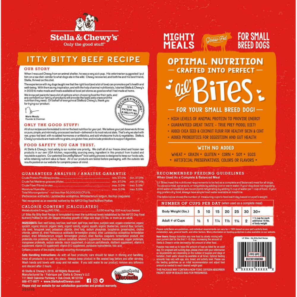 Stella & Chewy's Lil' Bites Itty Bitty Beef Recipe Freeze Dried Raw Small Breed Dog Food