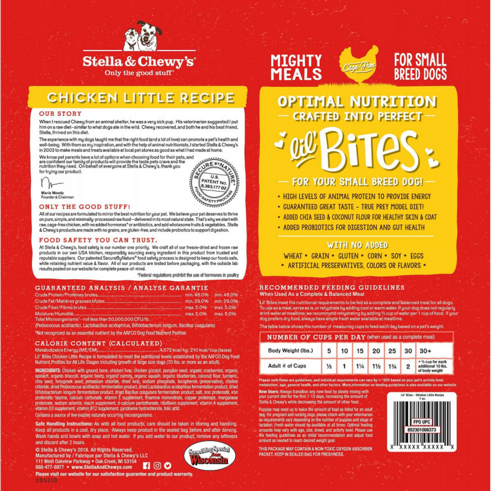 Stella & Chewy's Lil' Bites Chicken Little Recipe Freeze Dried Raw Small Breed Dog Food